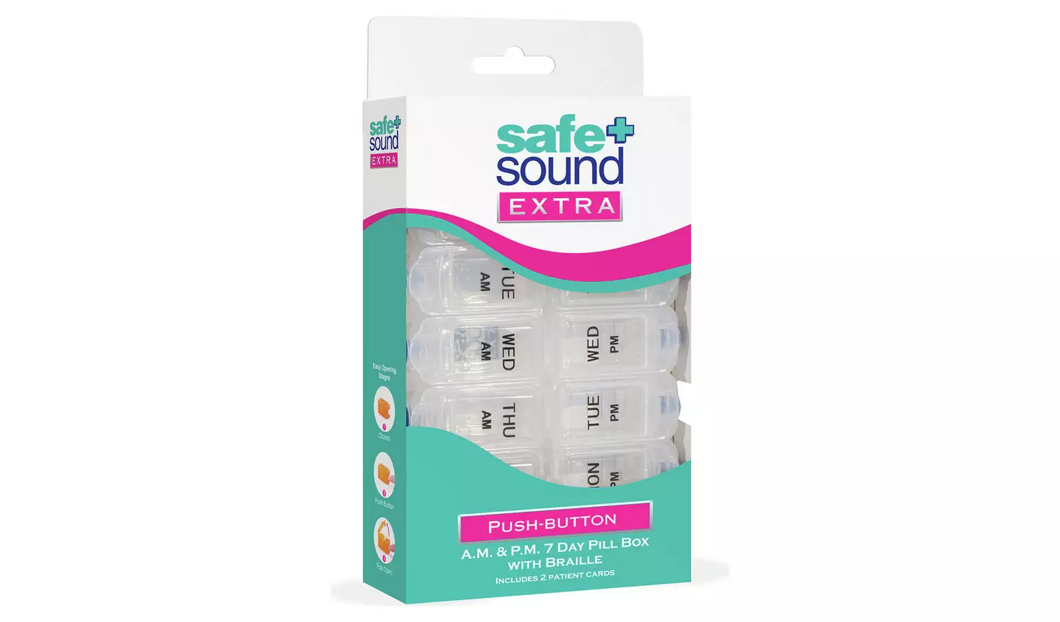 Safe and Sound Weekly AM and PM Pill Box