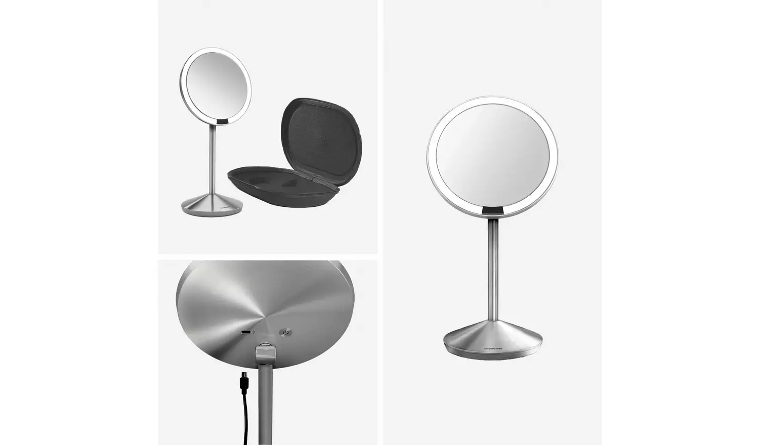 Simplehuman Fold Beauty Sensor Mirror 10x Magnified- Brushed