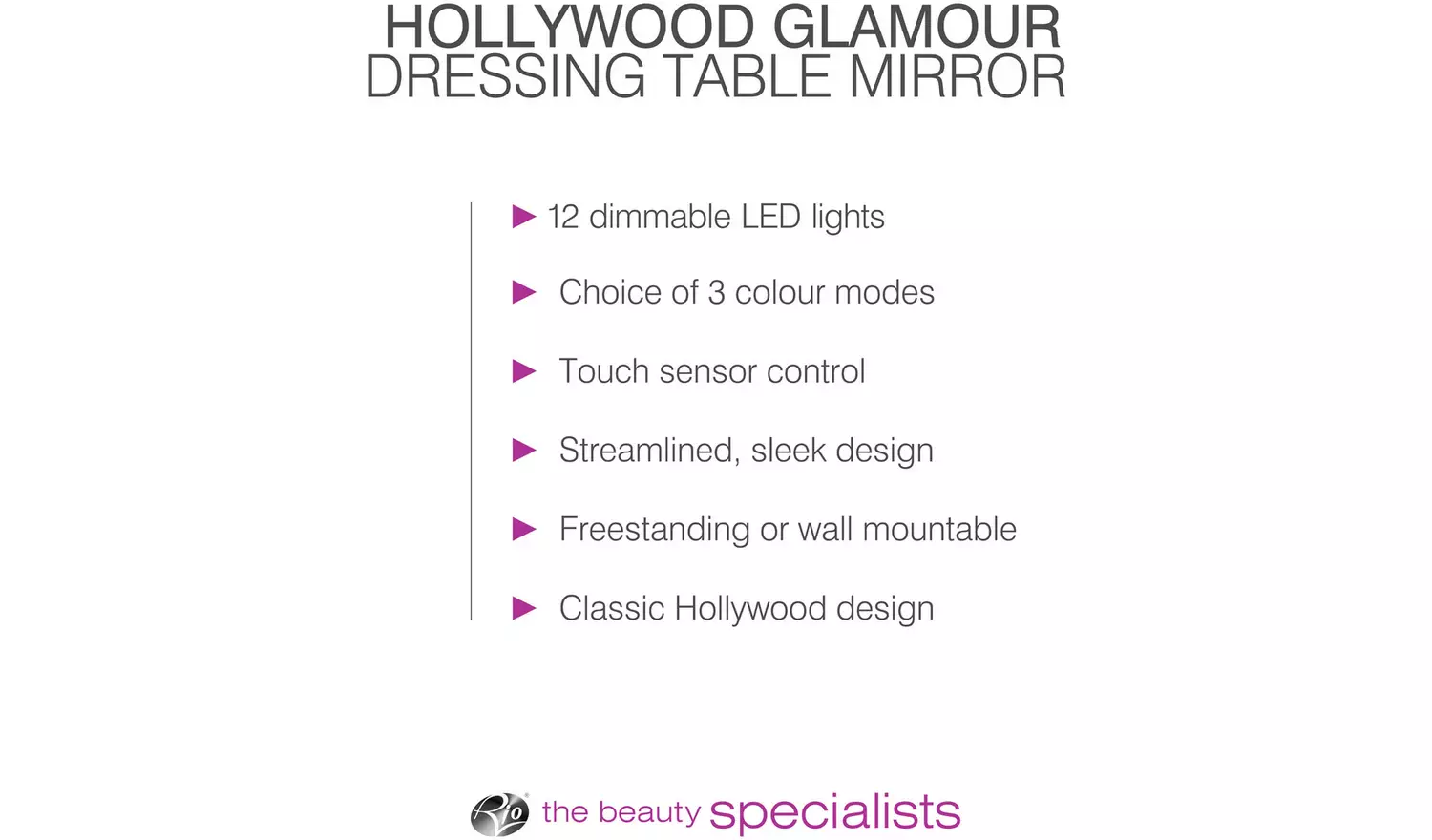 Rio Hollywood Glamour Lighted Dressing Table Mirror