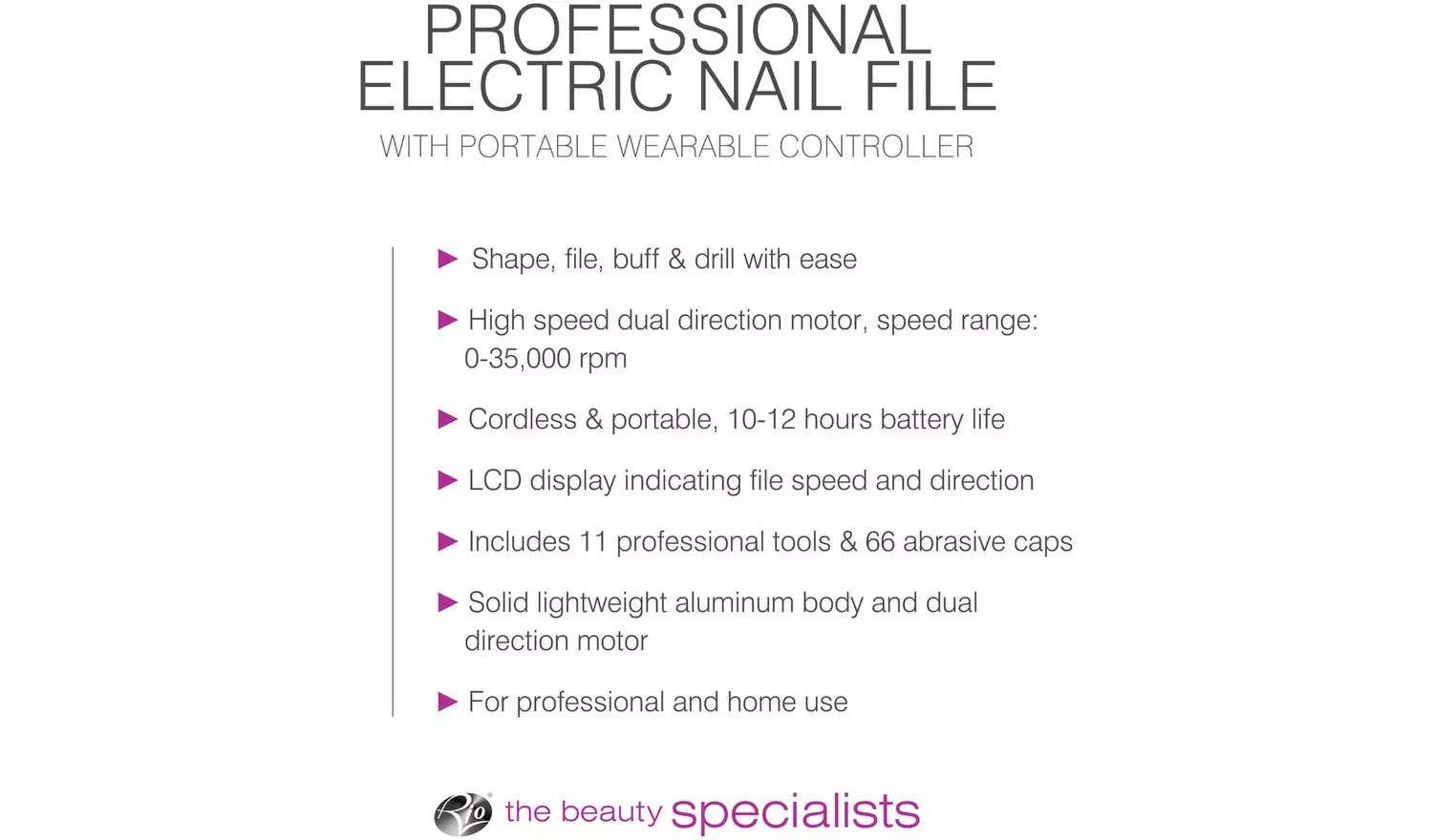 Rio Professional Cordless Electric Nail File