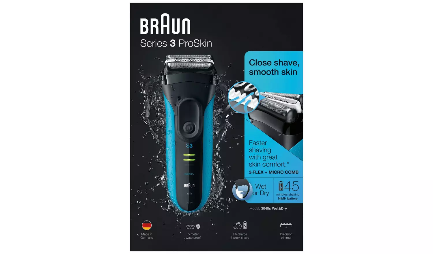 Braun Series 3 Wet and Dry Electric Shaver 3040s