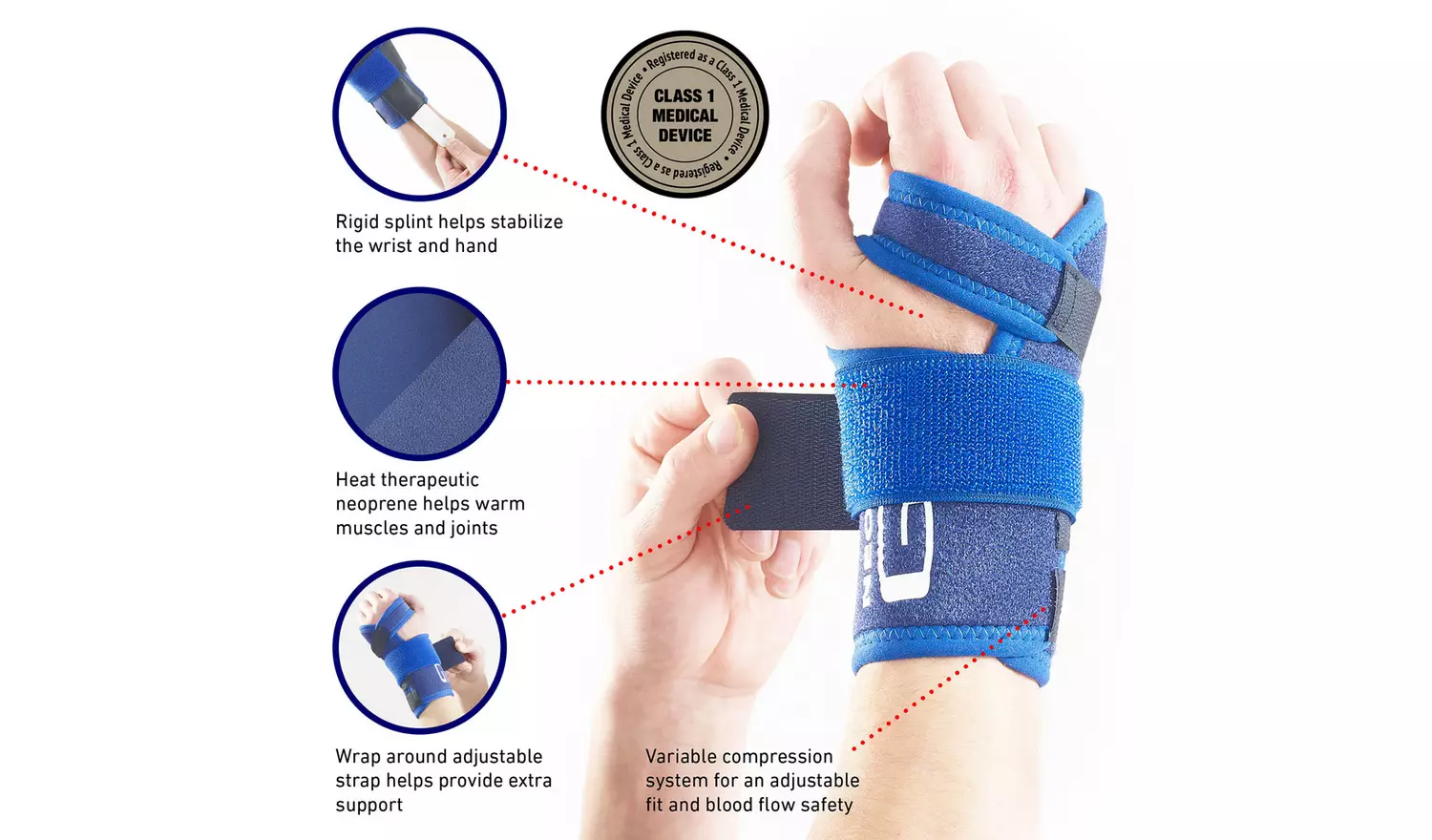 NEO G Stabilized Wrist Brace - One Size - LEFT