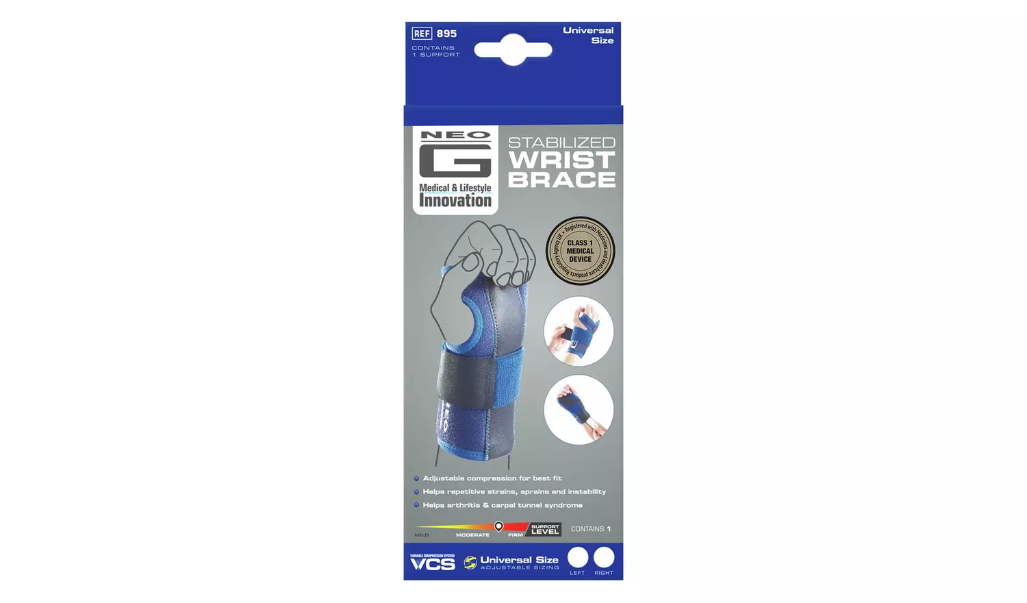 NEO G Stabilized Wrist Brace - One Size - LEFT