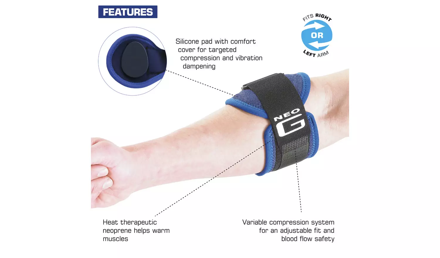 Neo G Tennis and Golf Elbow Arm Support - One Size