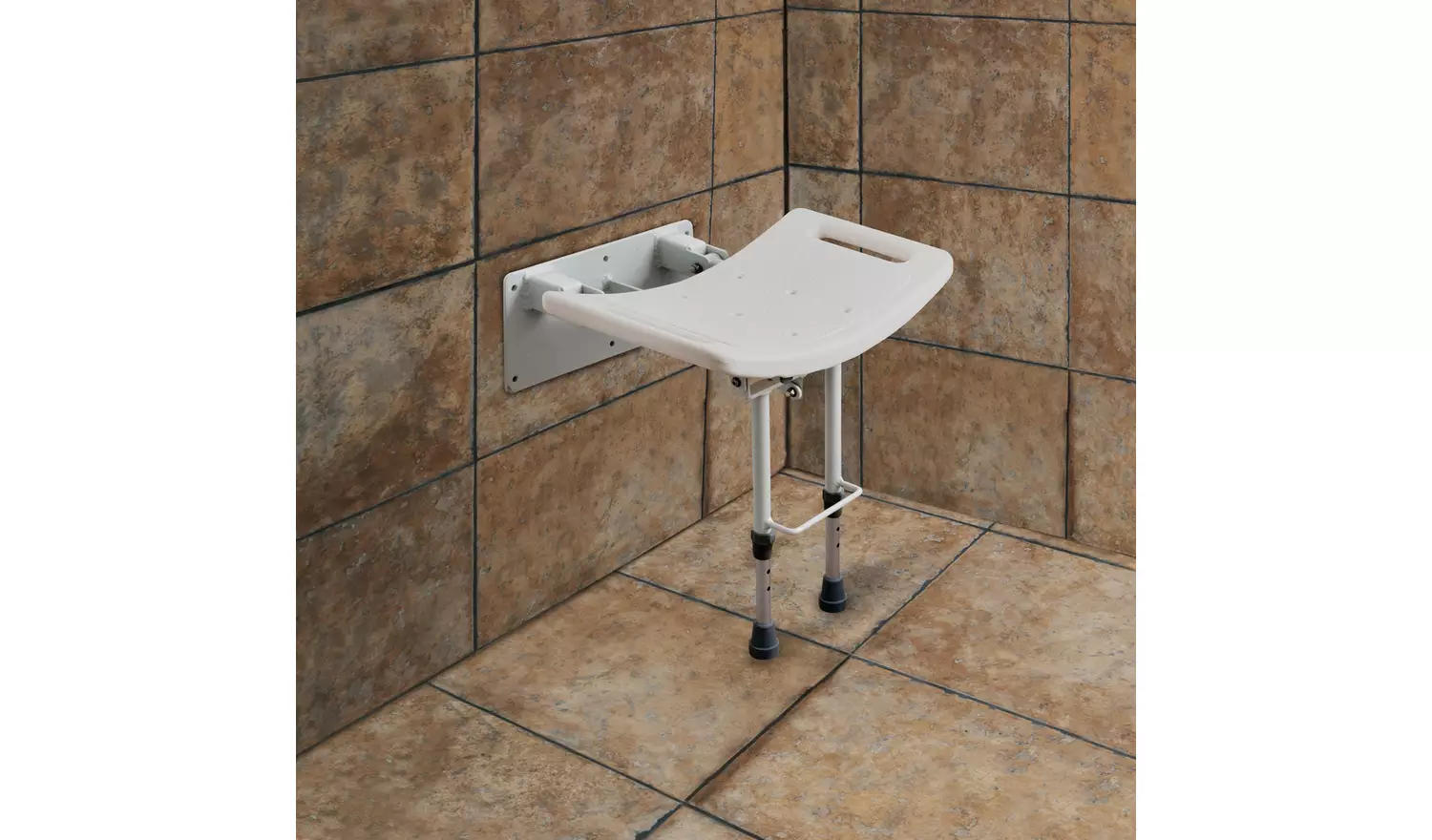 Shower Seat with Legs - Wall Mounted