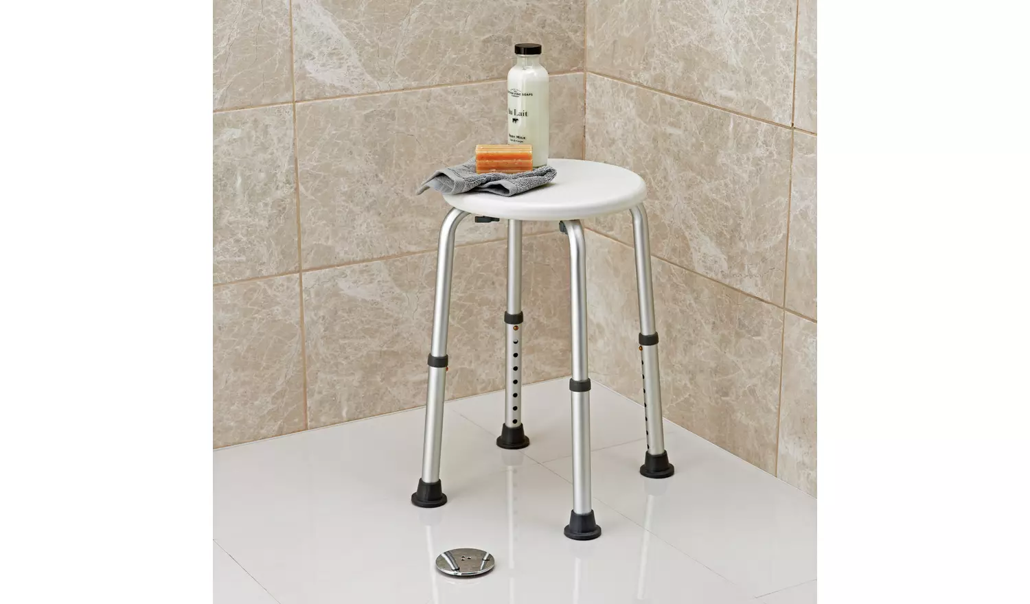 Round Shower Stool - Height Adjustable