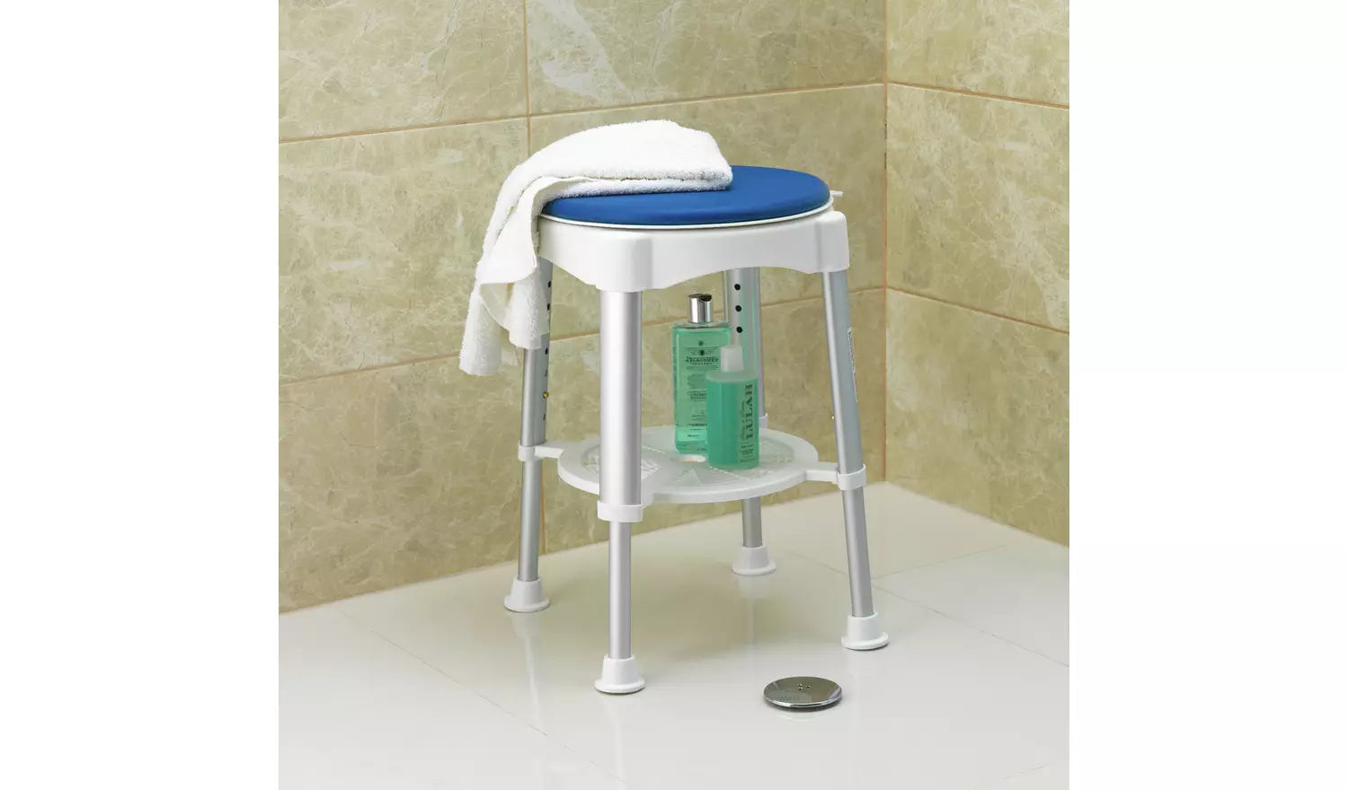 Round Shower Stool - Rotating Seat