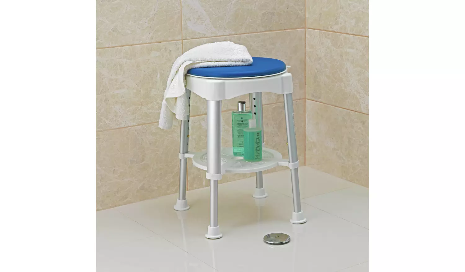 Round Shower Stool - Rotating Seat