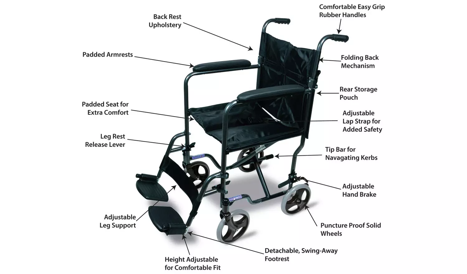 Aidapt Compact Lightweight Steel Wheelchair