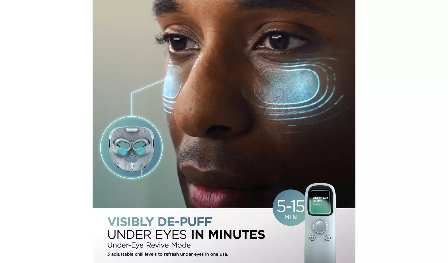 Shark CryoGlow Under-Eye Cooling LED Face Mask – Blue