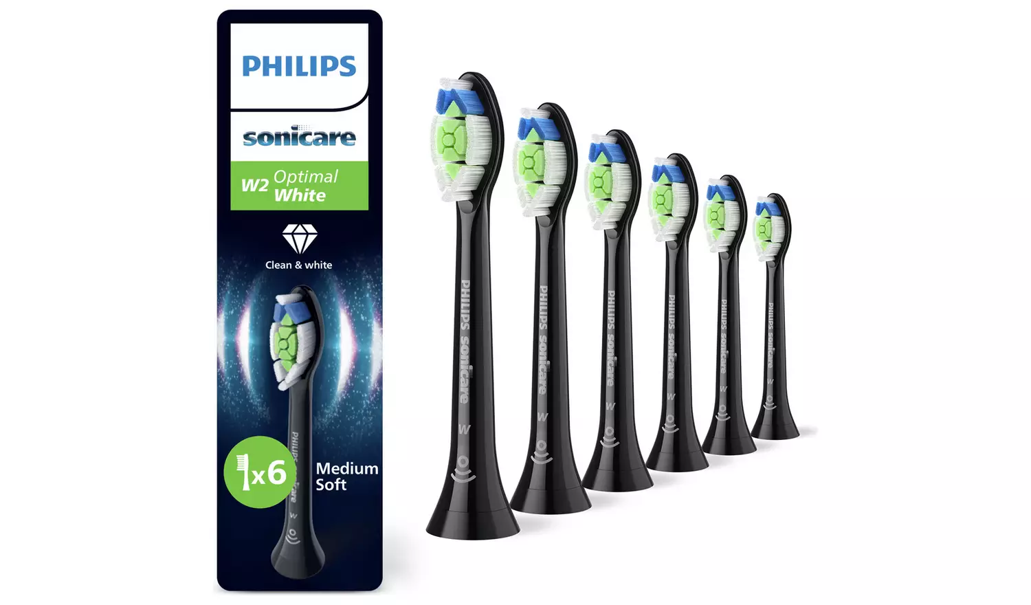 Philips Sonicare Optimal White Toothbrush Heads Black 6 Pack