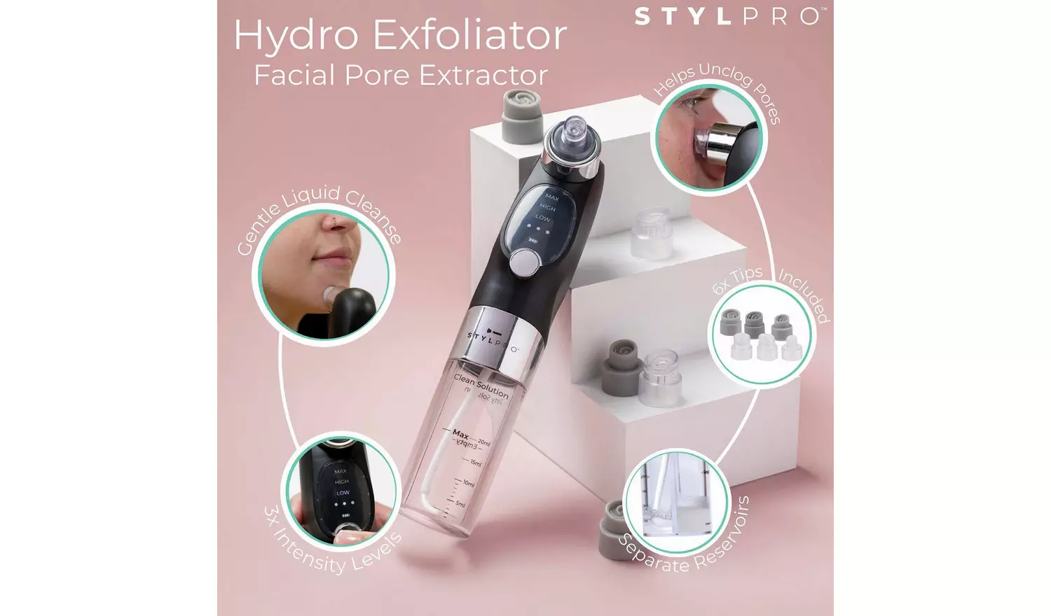 STYLPRO Rechargeable HydroExfoliator Handheld Massager