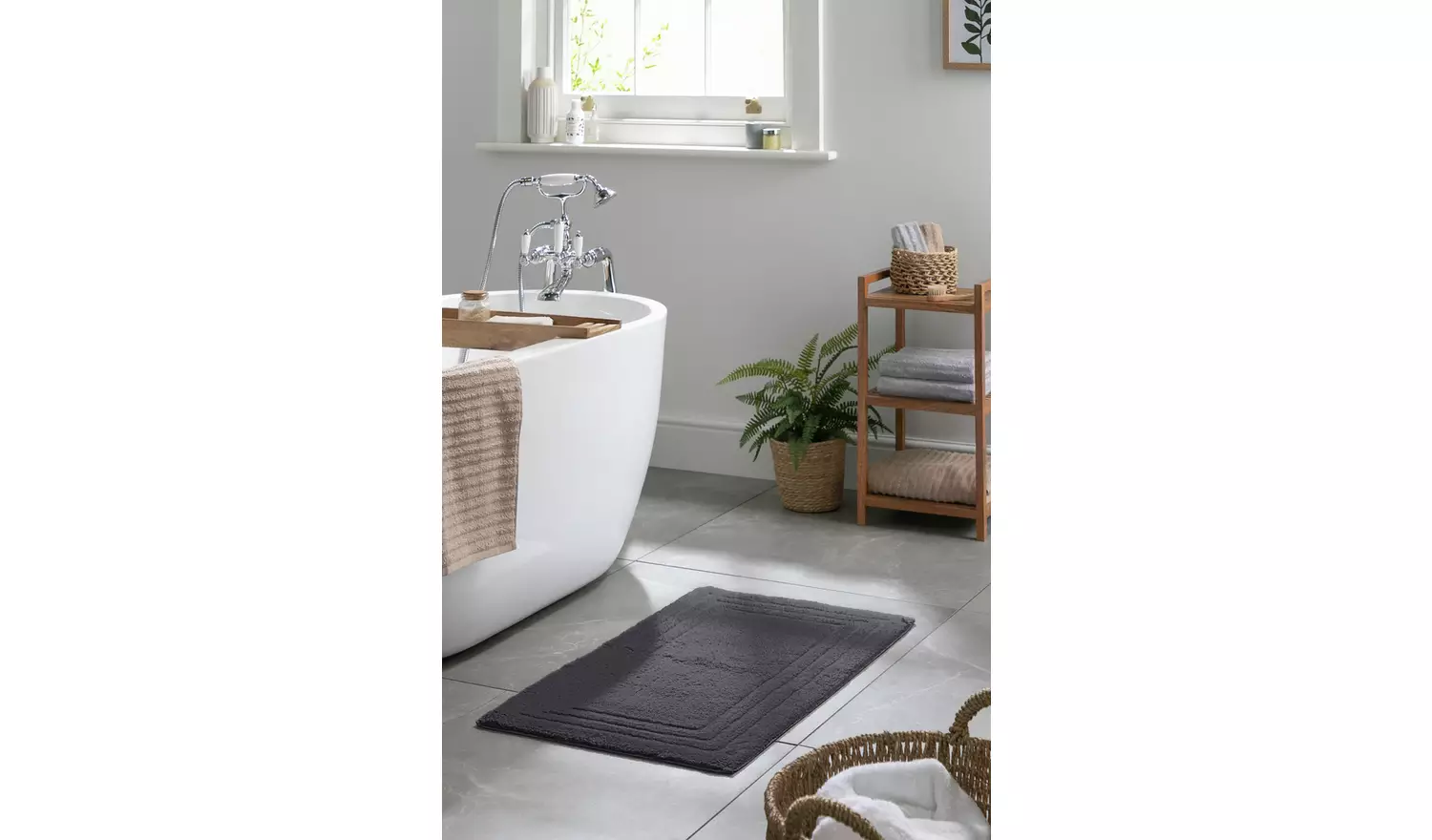 Habitat Cotton Deep Pile Tufted Bath Mat - Slate