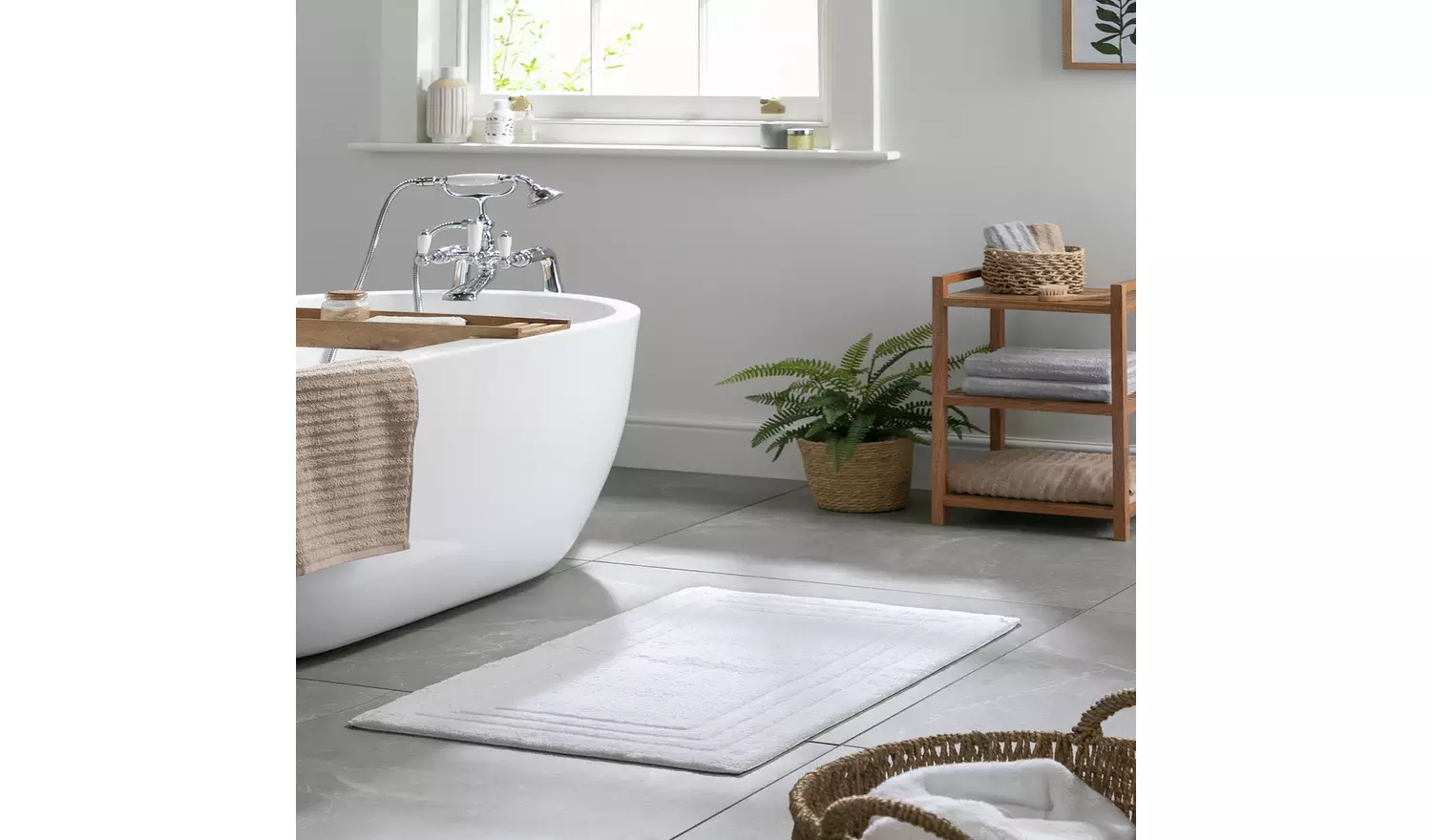 Habitat Cotton Deep Pile Tufted Bath Mat - White