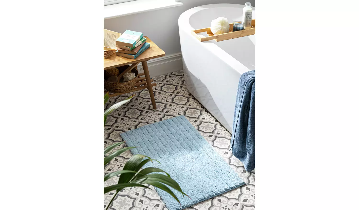 Habitat Supersoft Quick Dry Bath Mat - Coastal Blue