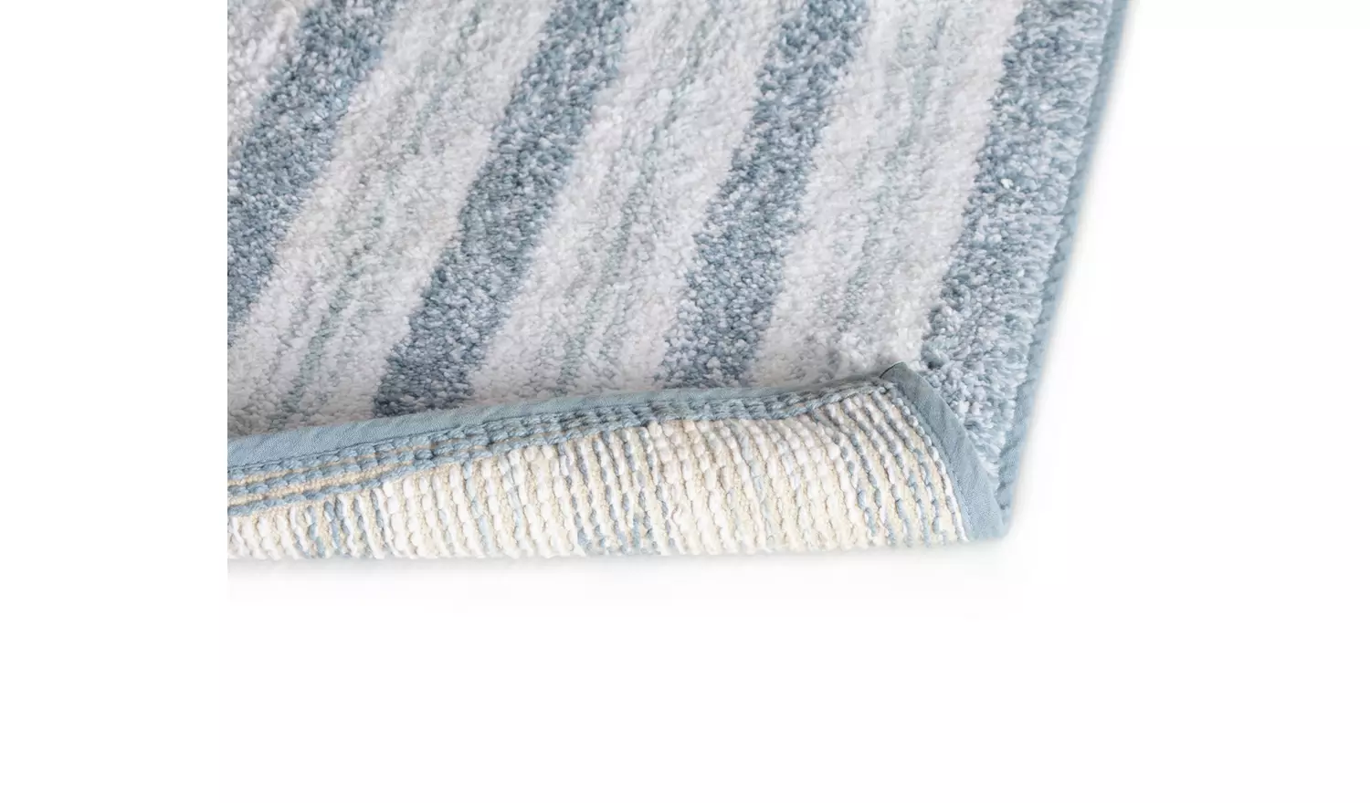 Habitat Coastal Horizontal Stripe Cotton Bath Mat-Blue&White