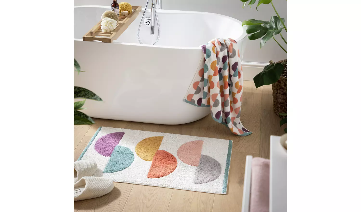 Habitat Brights Geo Tufted Cotton Bath Mat - White