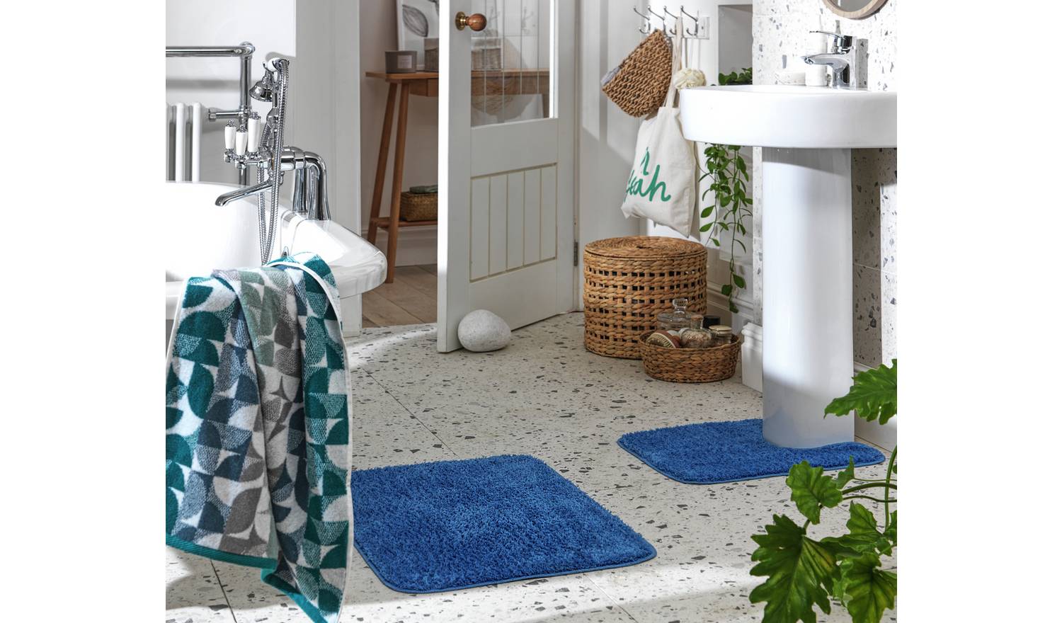 Argos Home Tufted Bath & Pedestal Mat Set - Powder Blue
