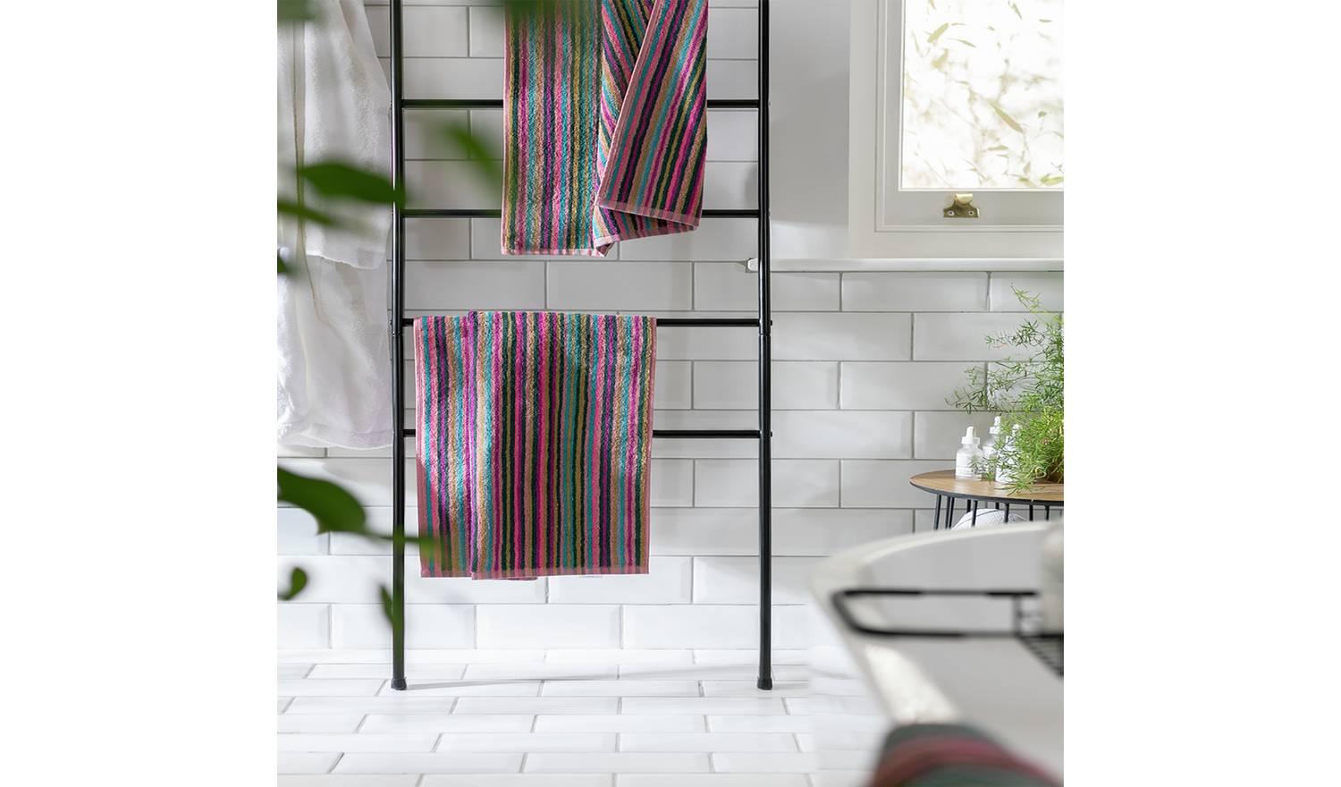 Habitat Bright Stripe 4 Piece Towel Bale - Multicoloured