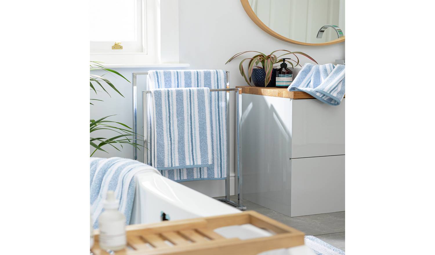 Habitat Coastal Stripe 2 Piece Face Cloth - Blue & White