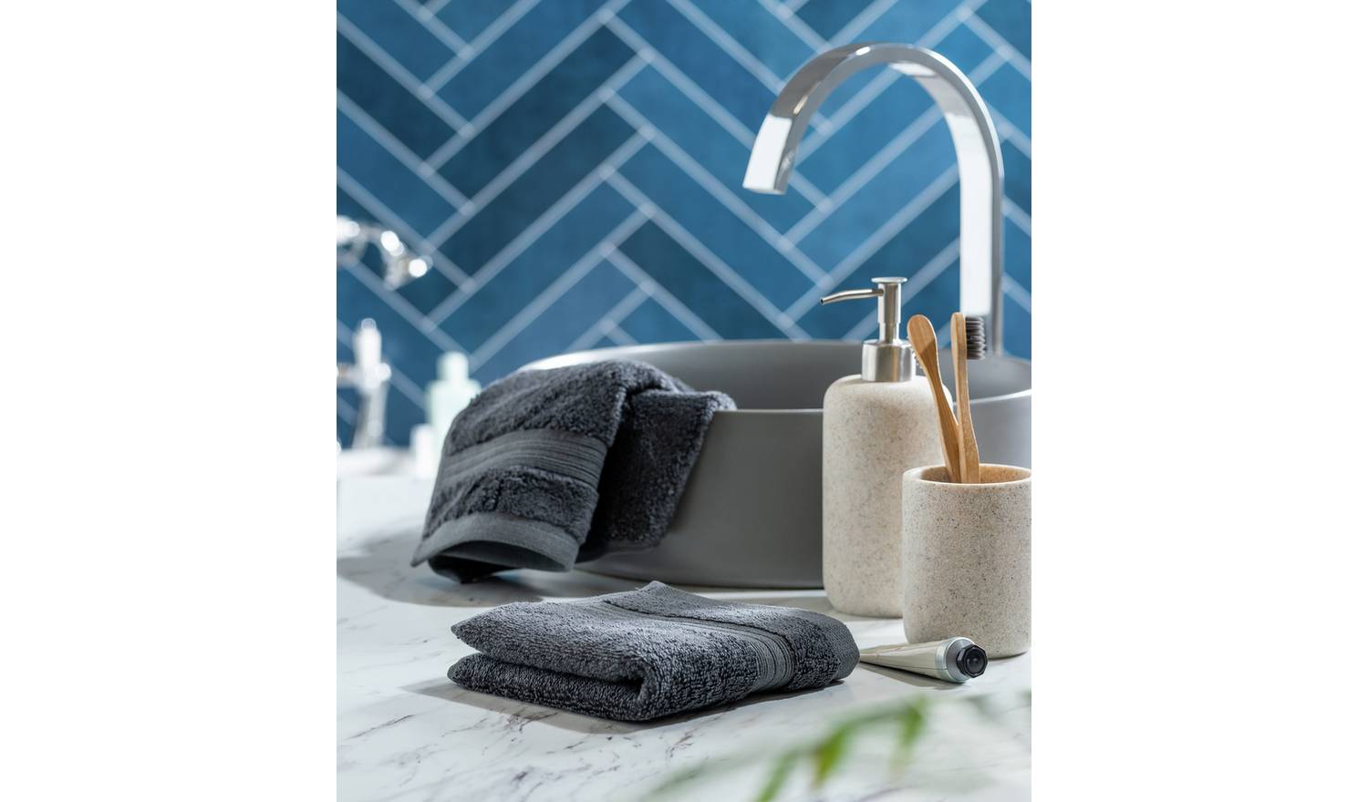 Habitat Egyptian Cotton 2 Piece Face Cloths - Slate Grey