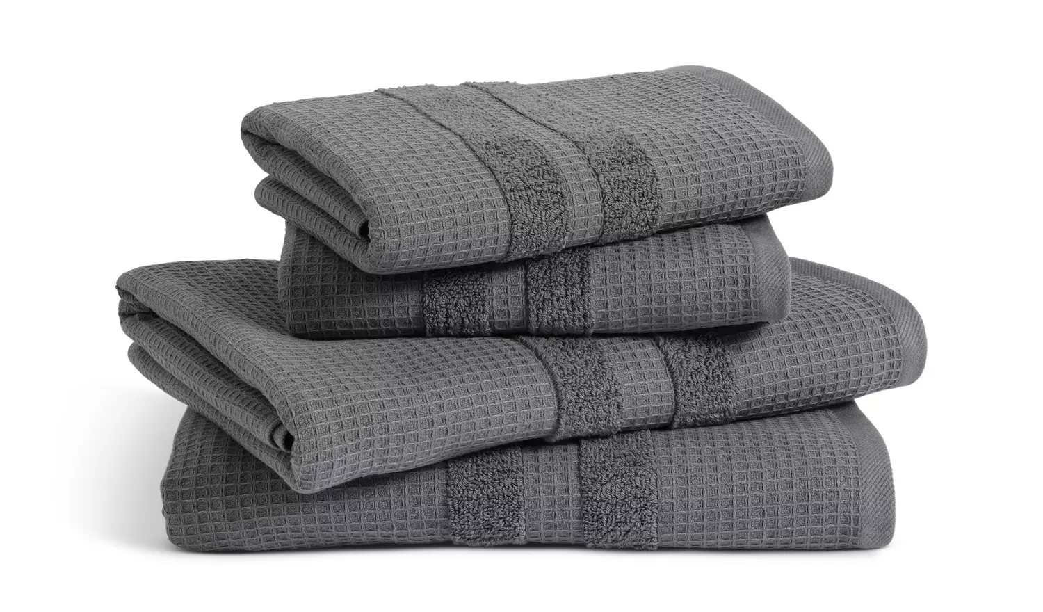 Habitat Cotton Waffle 4 Piece Towel Bale - Charcoal