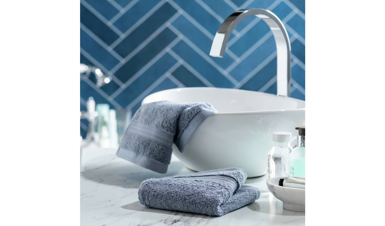 Habitat Egyptian Cotton 2 pack Face Cloth - Rustic Blue