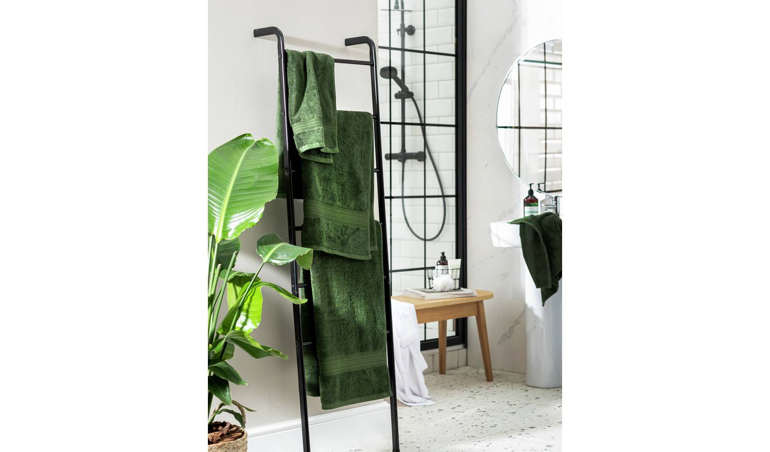 Habitat Egyptian Cotton 2 Piece Face Cloths - Forest Green