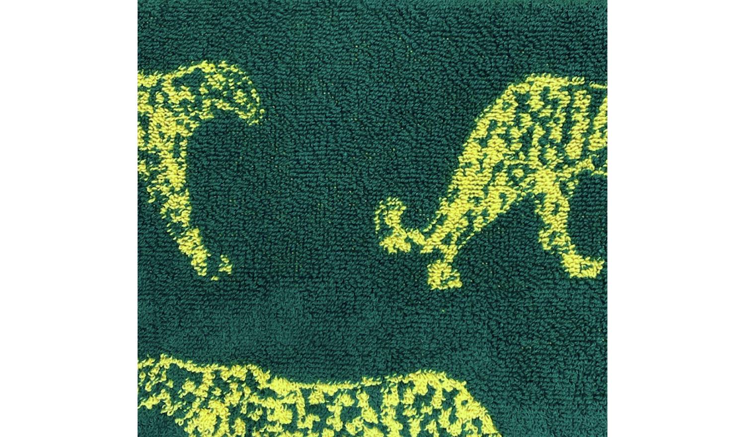 furn Turkish Cotton Leopard Patterned Hand Towel -Teal Green