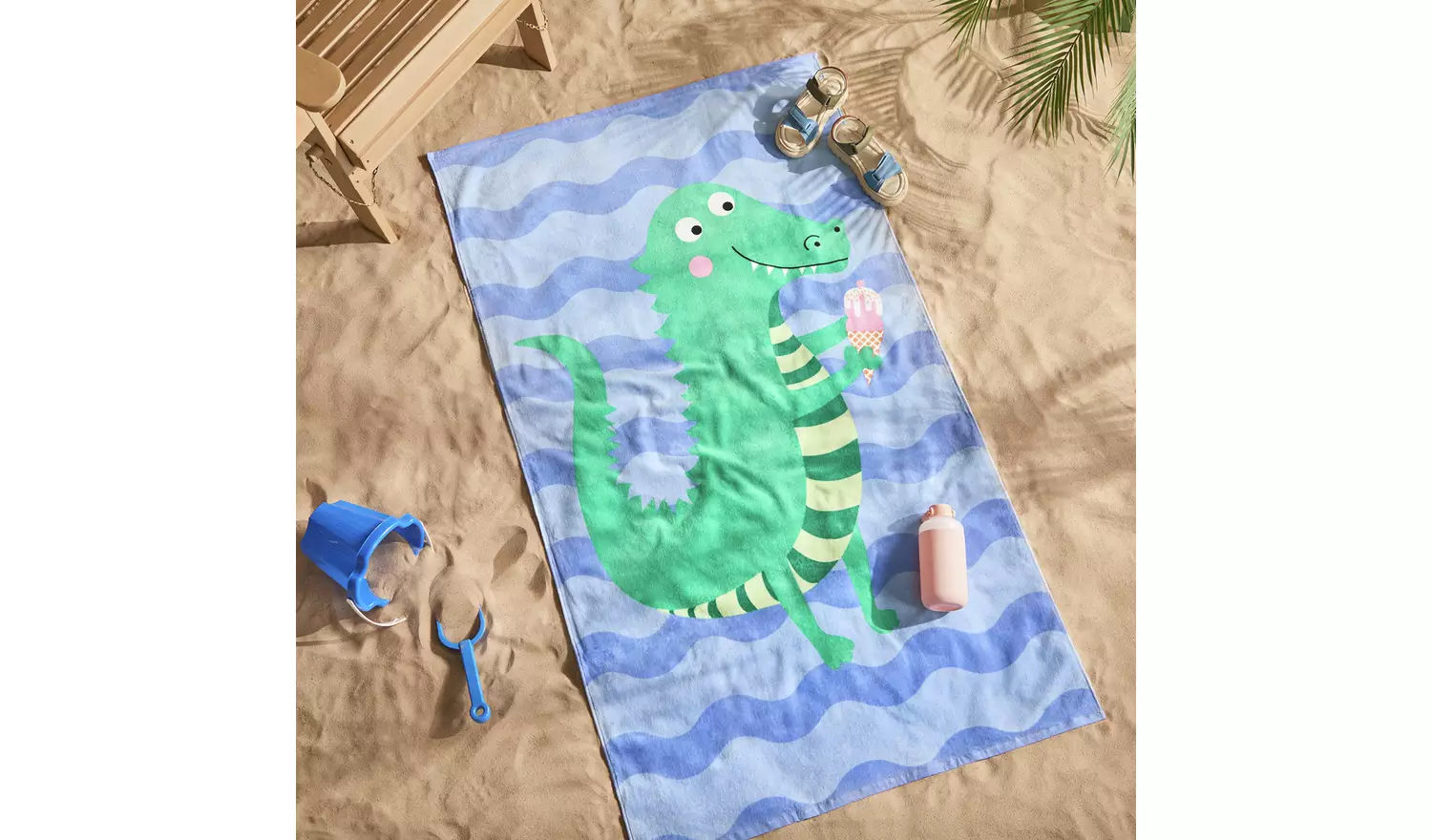 Argos Home Dino Wave Beach Towel - Blue