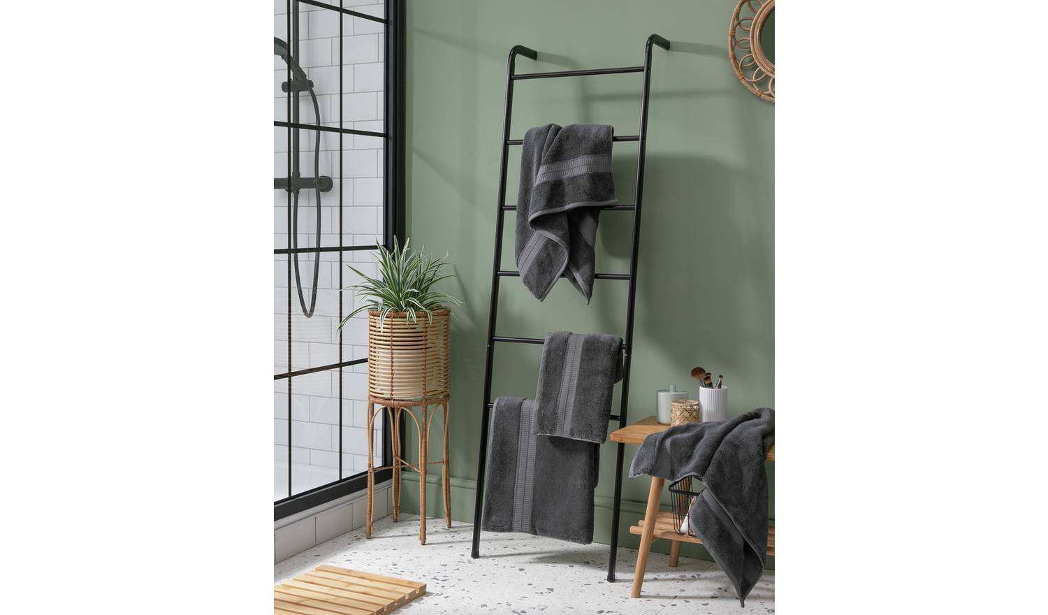 Habitat Luxury Lyocell 2 Pack Hand Towel - Charcoal