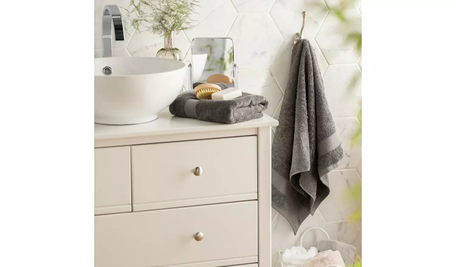 Habitat Hygro Anti Microbial 2 Pack Hand Towel - Grey