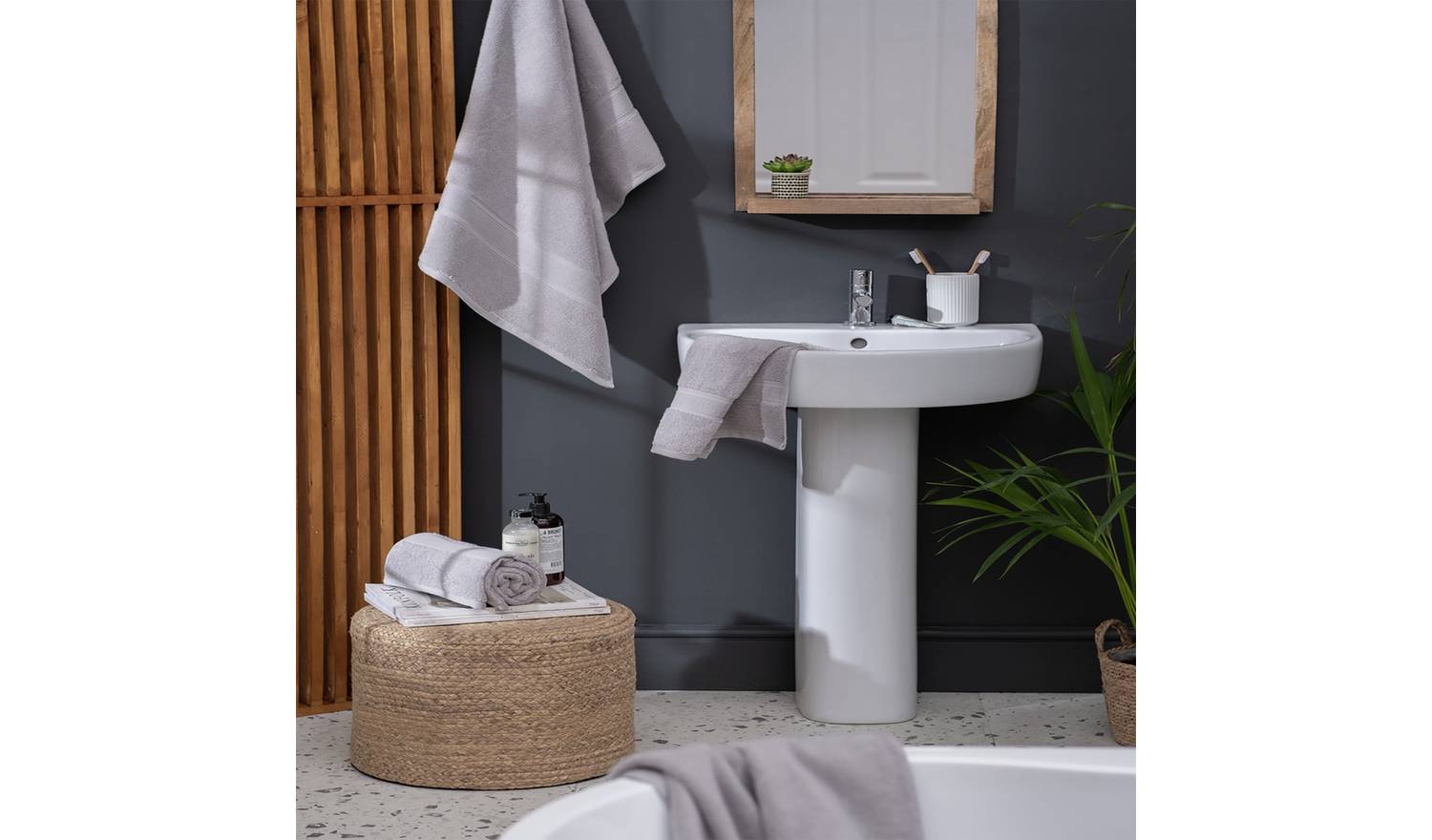 Habitat Cotton Supersoft 2 Pack Hand Towel - Silver