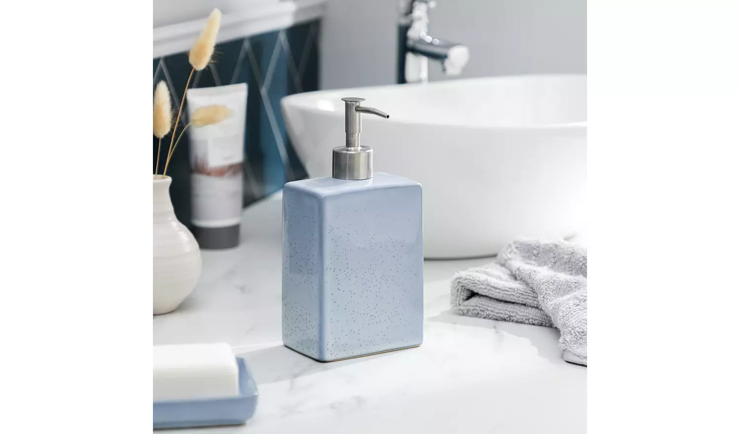 Habitat Reactive Glaze Ceramic Soap Dispenser - Blue