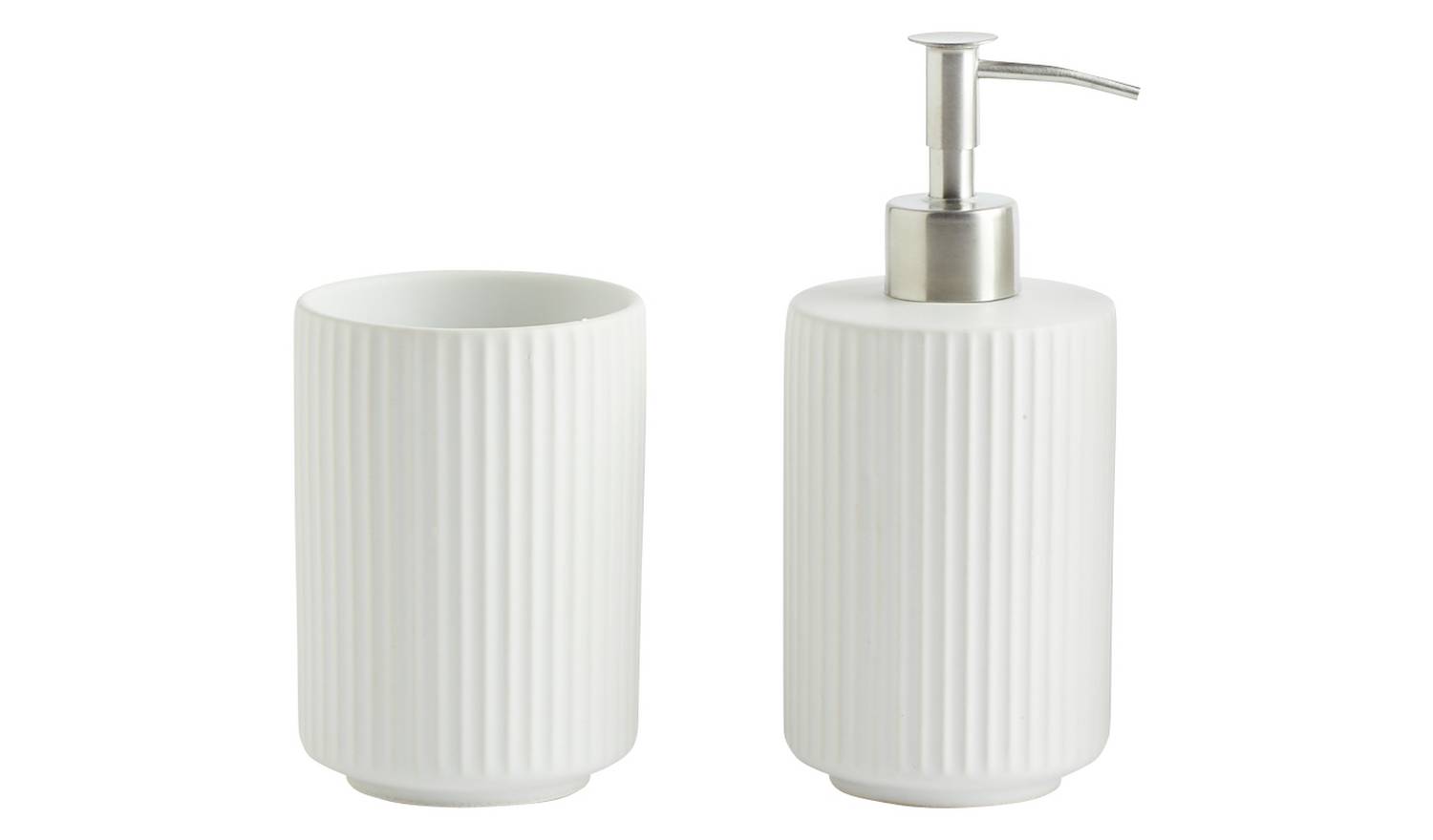 Argos Home 2 Piece Ribbed Accessory Set - White