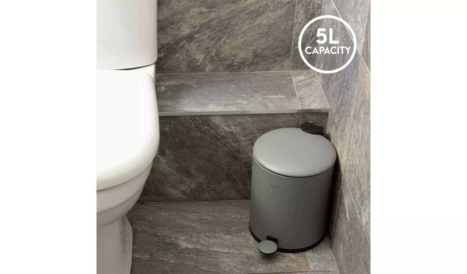 Addis 5 Litre Bathroom Pedal Bin - Grey