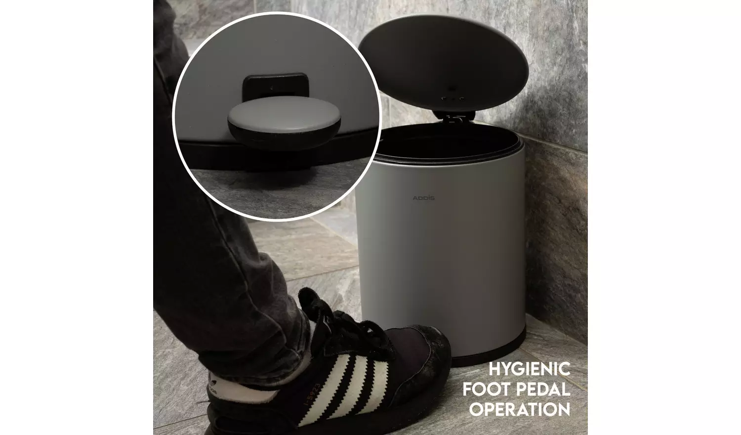 Addis 5 Litre Bathroom Pedal Bin - Grey