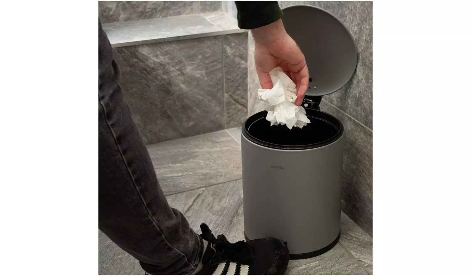 Addis 5 Litre Bathroom Pedal Bin - Grey