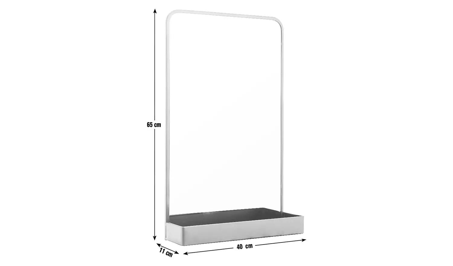 Innova Black Metal Square Mirror with Shelf - 65x40cm