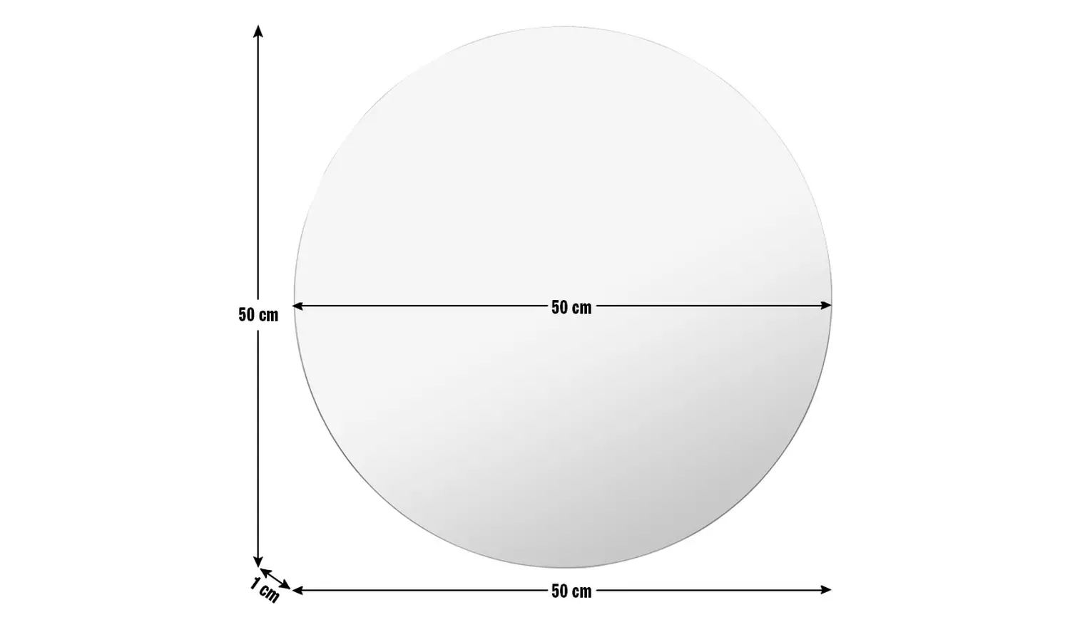 Innova Black Frameless Round Bathroom Wall Mirror - 50x50cm