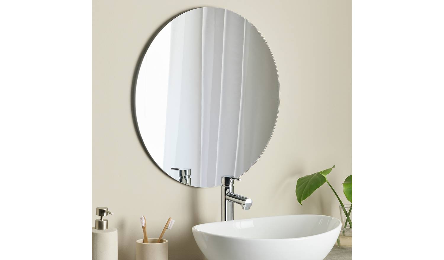 Innova Black Frameless Round Bathroom Wall Mirror - 50x50cm