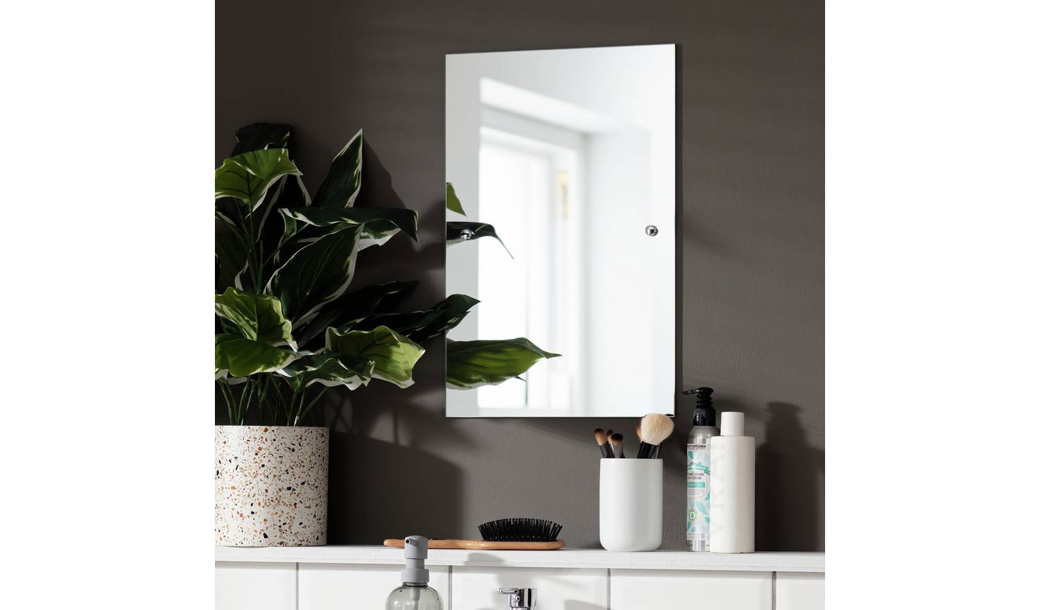 Argos Home Silver Drilled Bathroom Wall Mirror - 45x30cm