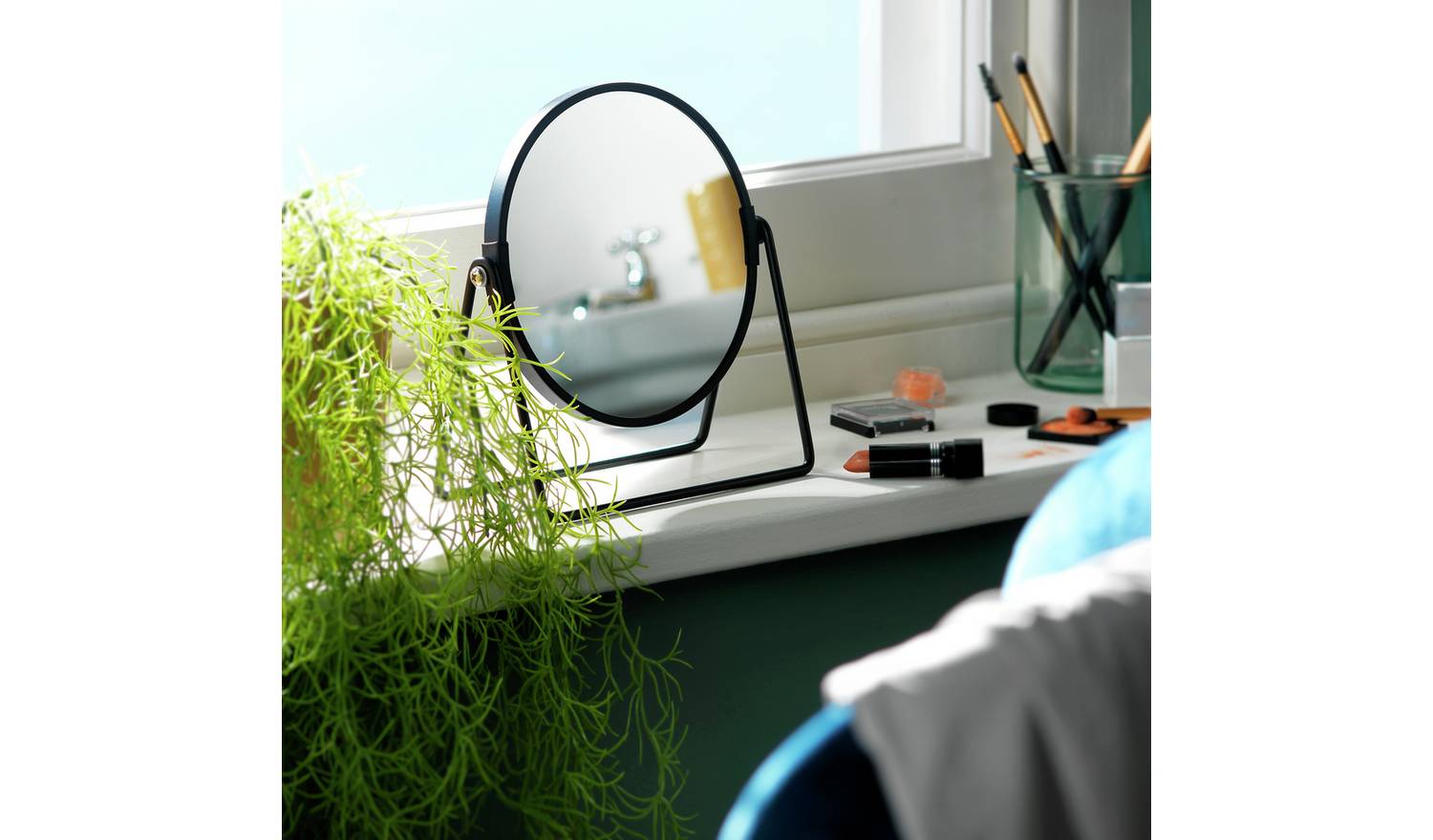 Habitat Matt Black Metal Round Swivel Mirror - 21x19cm