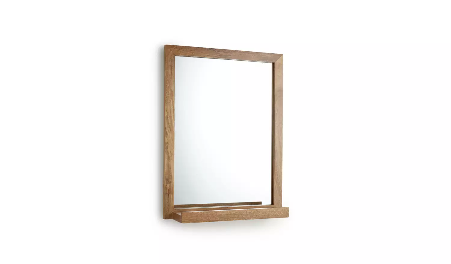 Habitat Mango Wood Bathroom Mirror with Shelf - 52x40cm