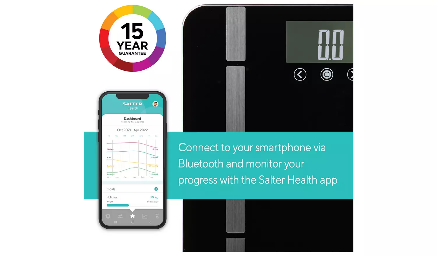 Salter Bluetooth Smart Analyser Bathroom Scale - Black