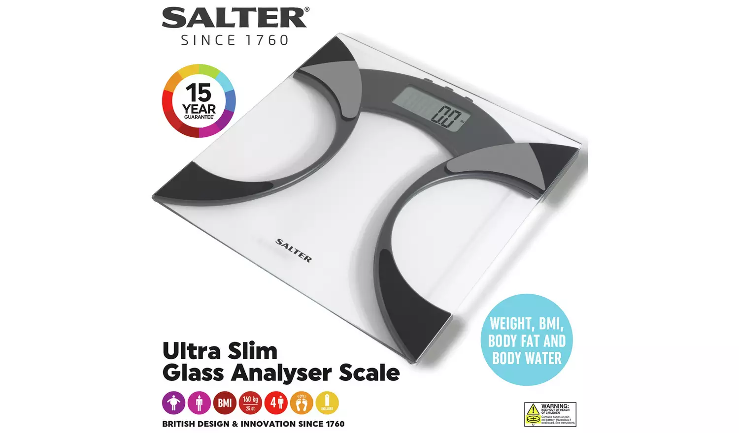 Salter Glass Analyser Scale - Black