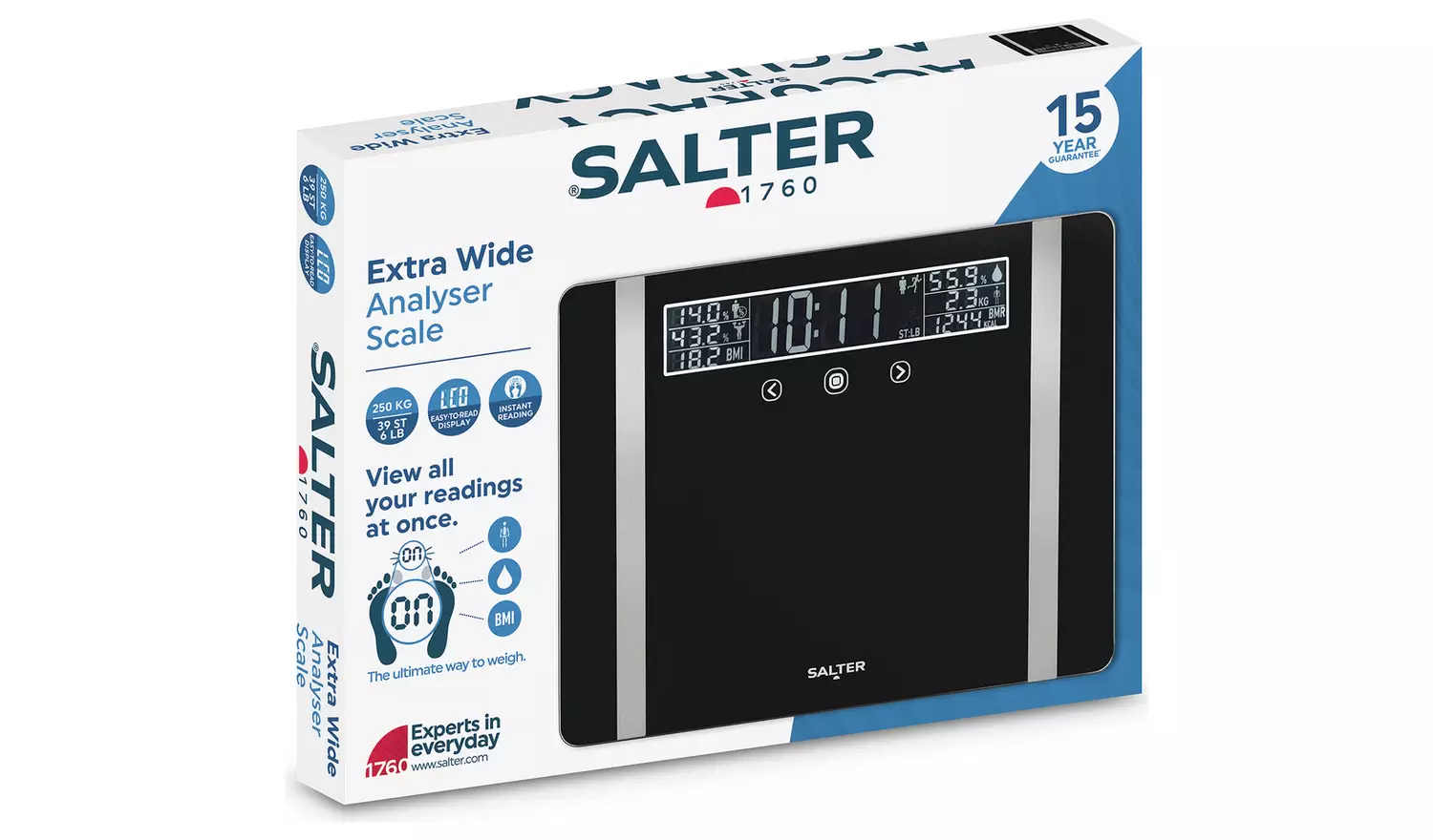 Salter Extra Wide Analyser Bathroom Scale - Black