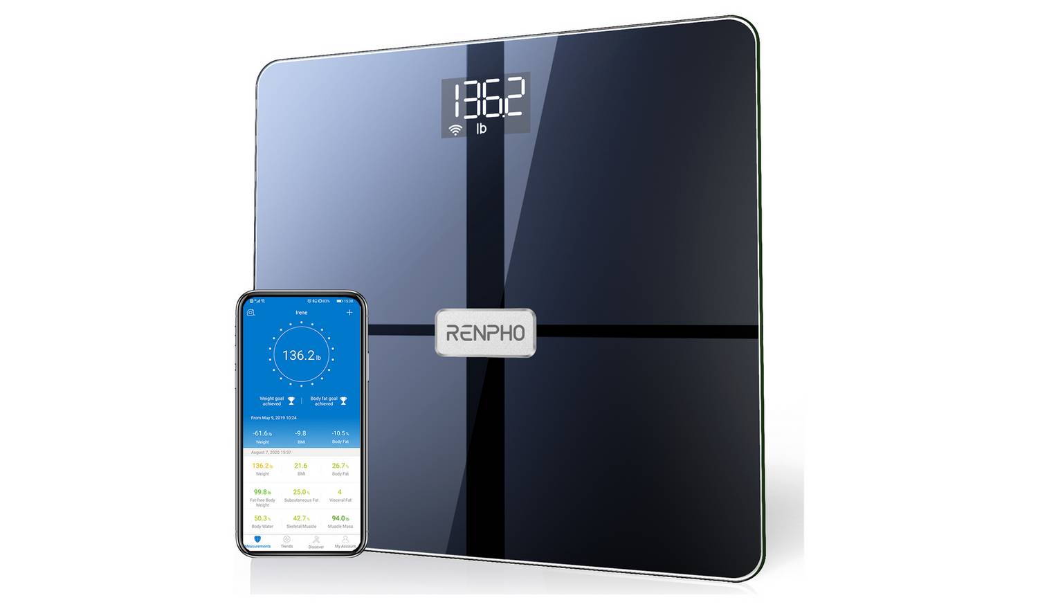 Renpho Smart Body WiFi Bathroom Scale - Black