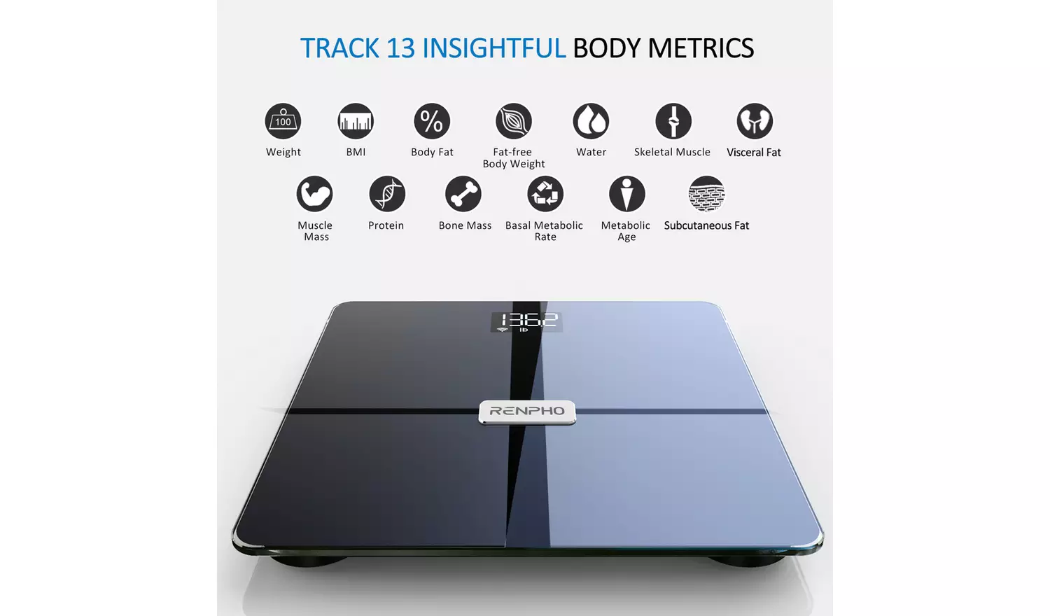 Renpho Smart Body WiFi Bathroom Scale - Black