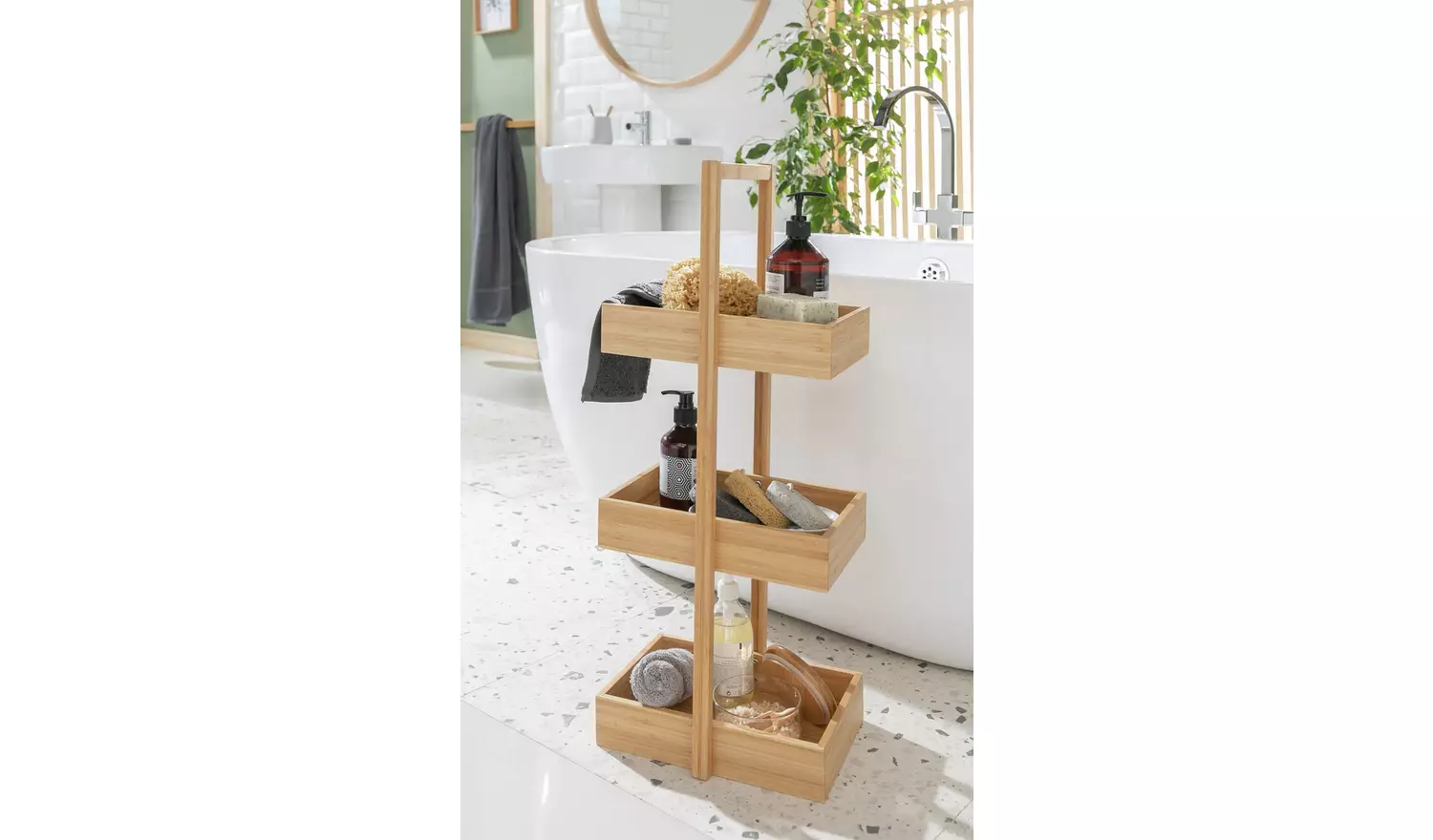 Habitat 3 Tier Bamboo Storage Caddy - Natural